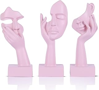 29 Pink Ceramic Decor Ideas That Feel Soft And Elegant 25 3 Pcs Thinker Small Statue Set - Pink Art Abstract Home Accent Figurines...