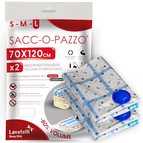 Lavatelli Set di 2 Sacchetti Coperte, salvaspazio, Buste sottovuoto Vestiti, No Muffa e Acari,...