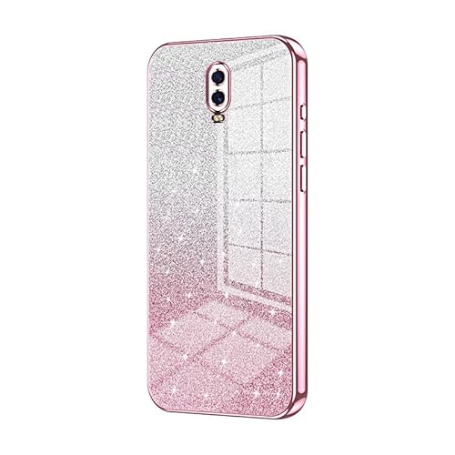 Phone Case Compatible with OPPO R17 Case,Clear Glitter Electroplating Hybrid Protective Phone Cover,Slim Transparent Anti-Scratch Shock Absorption TPU Bumper Case Compatible with R17 ( Color : Pink )