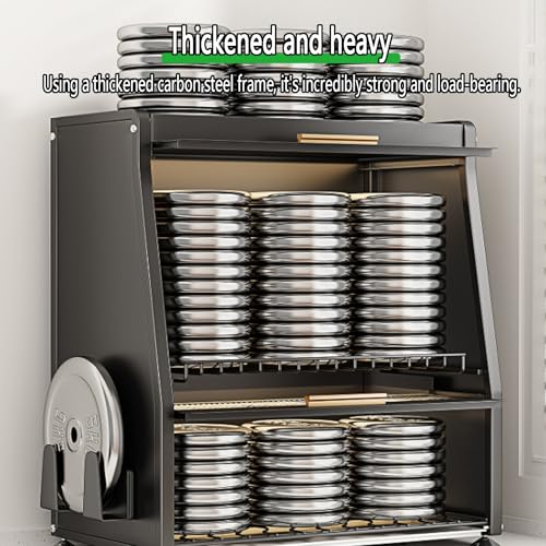 Scolapiatti da dispensa a 3 Ripiani con Coperchio,Organizer da Piano Cucina Resistente antiruggine,Multifunzionale Scolapiatti salvaspazio,per Piatti, Bicchieri, Ciotole(Black) - immagine 3