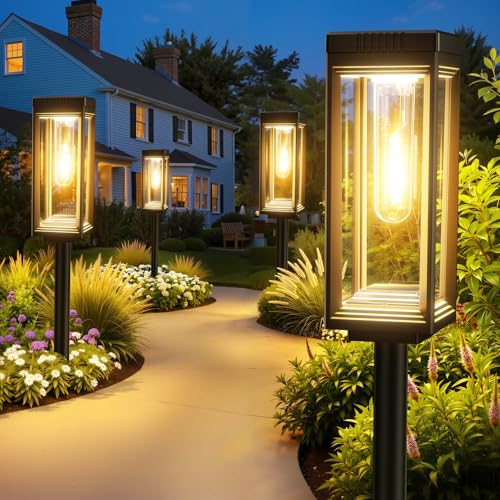 Bright Solar Pathway Lights Outdoor, 8 Pack Solar Powered Garden Lights Waterproof, Auto On/Off Dusk to Dawn Up to 15 Hrs Outdoor Lighting for Pathway Yard Walkway Driveway Patio Decor Landscape