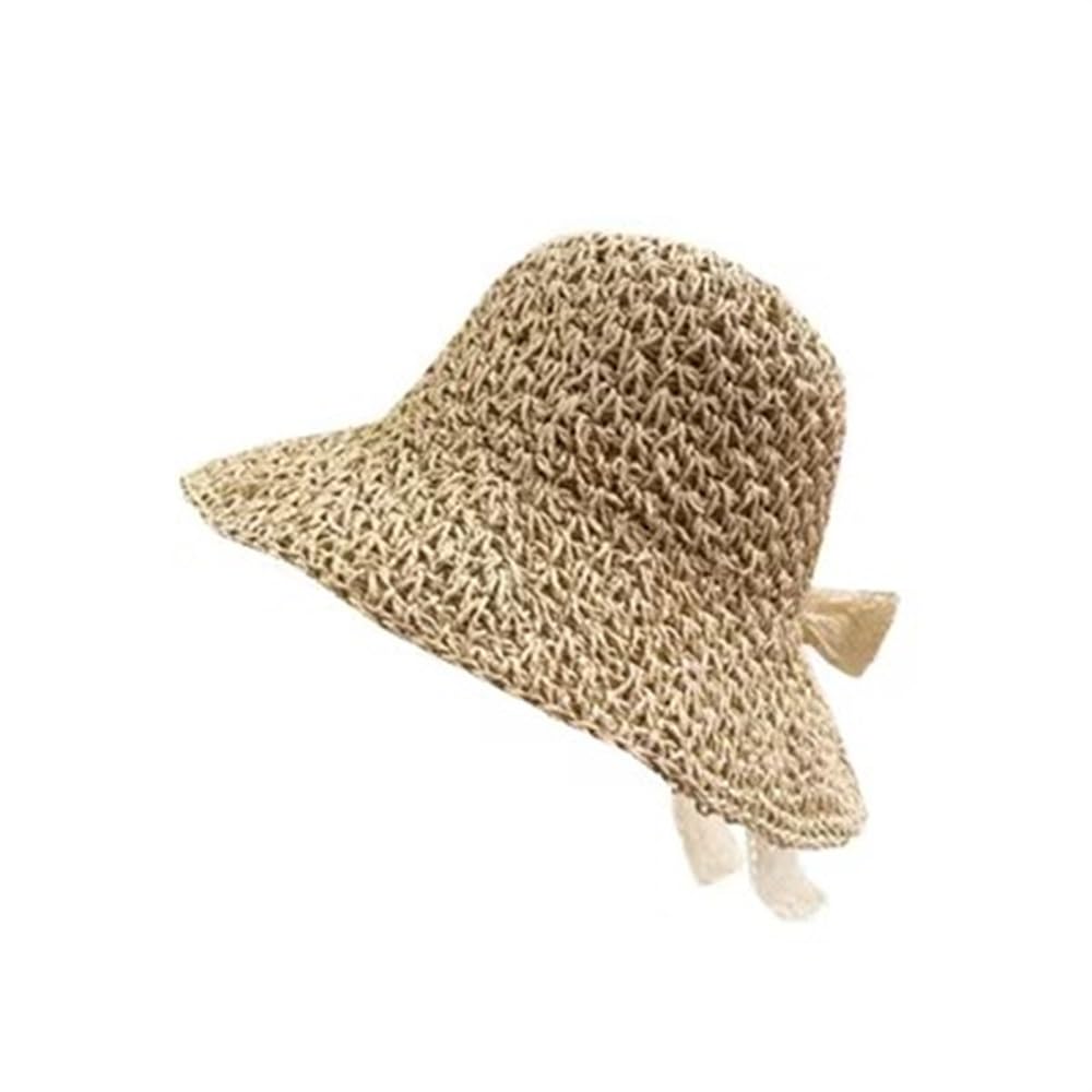 Pamelas Sombrero de Paja Plegable for Mujer Sombrero de Paja for el Sol de excursión de Verano(marrón)