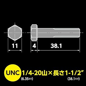 Amazon | ハーレー用 インチ 六角ボルト UNC 1/4-20山