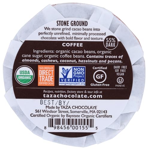 Taza Chocolate Organic Mexicano Disc 55% Dark Chocolate, Coffee, 2.7 Ounce (1 Count), Vegan - image 2