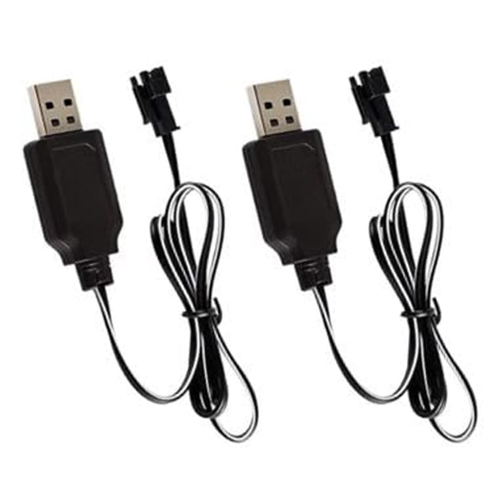 ElectroSys SM-2-Pin USB Charger Cable for RC Car, Drone, Plane, Tank | USB Battery Charging Wire for 3.7V Li-ion/LiPo Toys & Electronics | Multipurpose RC Cable Cord (Pack of 2) - Image 2 thumbnail