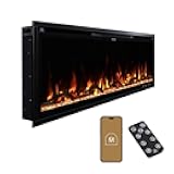 Aerus Slim 50 Inch Smart Linear Electric Fireplace | Recessed in-Wall or Wall-Mount | LED Multiple Flame Colors | Alexa/WiFi Enabled | 4.25” Profile | Remote Included