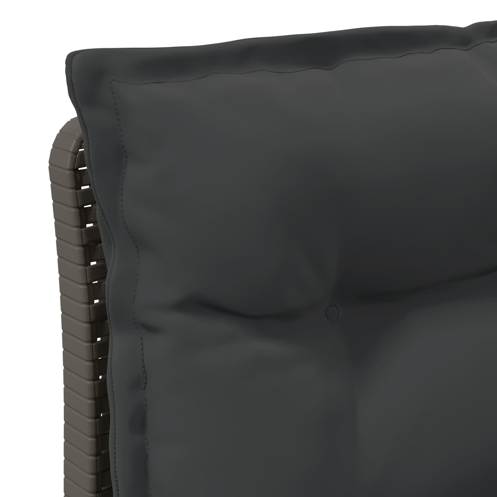 3-osobowa sofa ogrodowa z poduszkami, o wyglądzie rattanu, PP, jasnoszara, odporna na warunki atmosferyczne i promieniowanie UV, modułowy zestaw mebli do siedzenia z oparciem, na balkon
