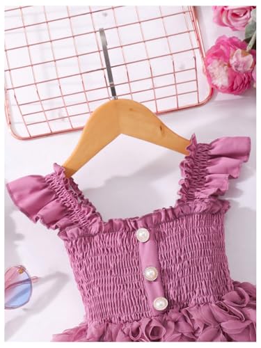 GORGLITTER Girl's Flower Dresses Ruffle Open Back Sleeveless Strappy Summer Cute Party Formal Tutu Dresses3