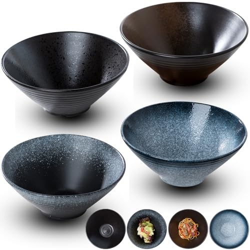 Jusalpha Ceramic Ramen Bowl Set, 9 Inch Asian Noodle Soup