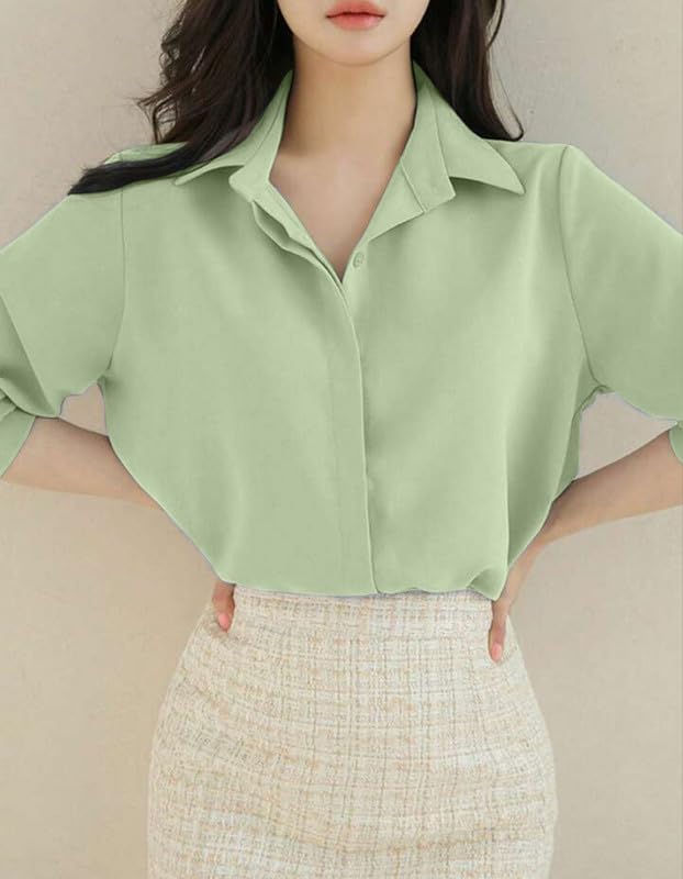 Image of Women's Regular Fit Korean Style Shirts | Stylish Western Shirt with Concealed Placket | Casual & Office Wear Shirt for Women