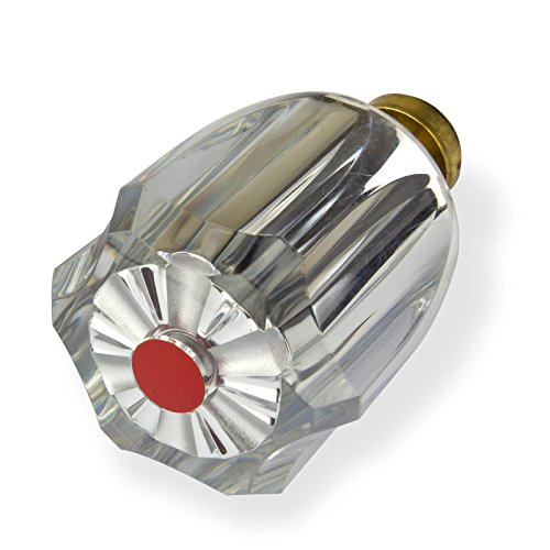 Stabilo-Sanitaer Hahnoberteil 1/2 Zoll rot Ventil Oberteil Messing Warmwasser mit Acryl-Griff Ersatzteil Armatur Wasserhahn