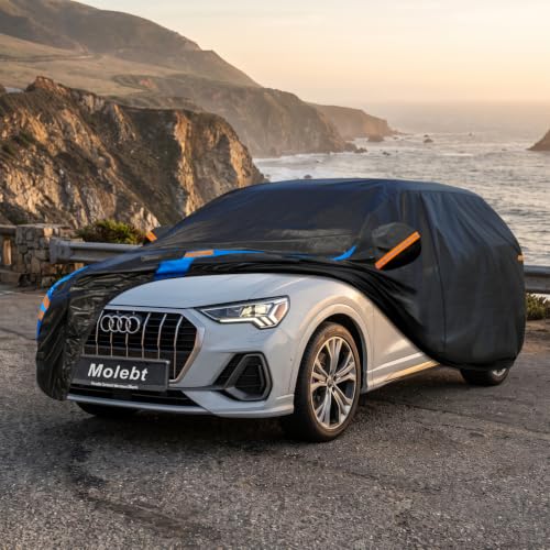Image of Custom Fit Car Cover for Audi Q3 /RS Q3 (2012-2026), Upgraded Waterproof All Weather Outdoor Auto Cover with Driver Door Zipper & Mirror Pockets, UV /Snow /Dust Protection