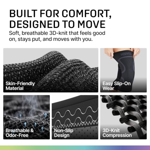 Image of Modvel 2 Pack Knee Brace for Women - Knee Support for Walking, Knee Compression Sleeves for Pain Relief, Knee Sleeves for Women, Knee Brace for Sports, Workouts & Arthritis