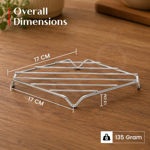 Image of LAPO Square Stainless Steel Trivet Stand for Hot Pots, Heat Resistant Dining Table Stand, Vessel Holder for Cooker, Plate, Dish and Cookware for Kitchen Utensils and Tabletop Use,Chrome-Pack of 3