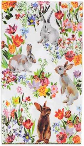 Stxys Floral Easter Bunny Paper Napkins with (Transfer-Free Ink) 45ct