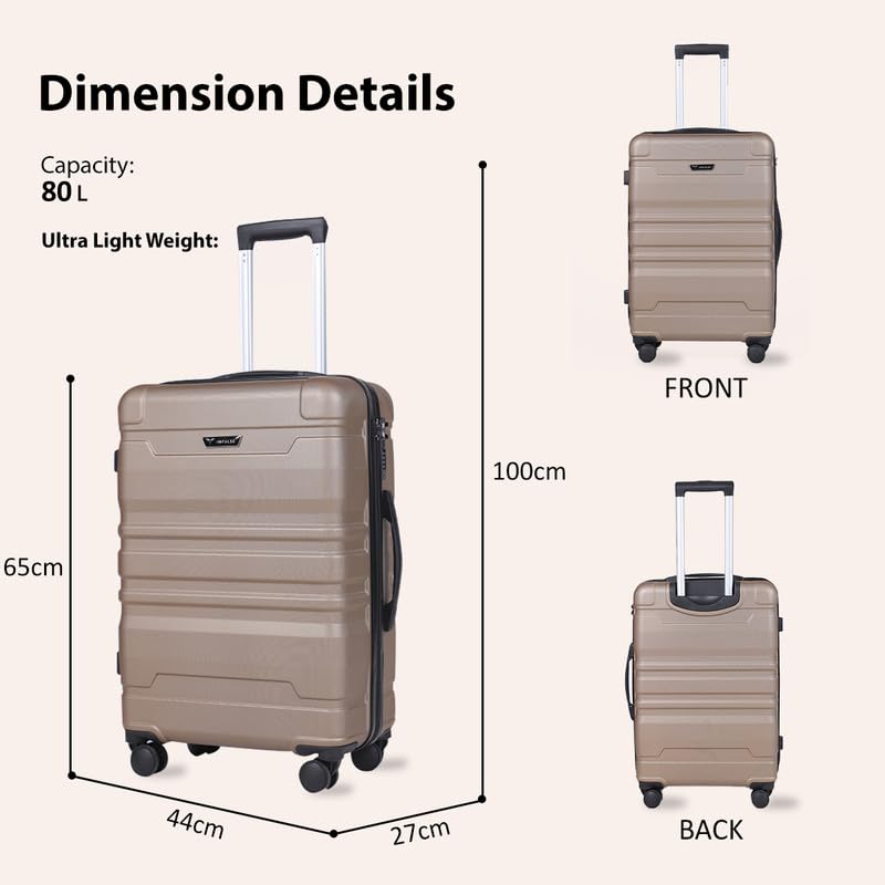 Image of Impulse Chicago Set of 3 Small, Medium & Large Size (Cabin & Check-inTrolley) Hard Sided ABS and PC 4 Wheel Spinner, Unbreakable Trolley Bag with Combi Lock, Trolley Bags for Travel, Suitcase (Black)