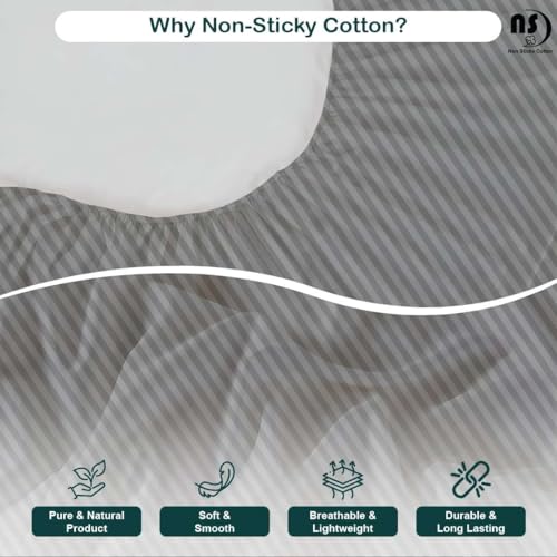 Image of NON Sticky cotton Premium 4 Piece Egyptian Cotton Fitted King Sheet Set, Hotel Quality Soft Breathable Bedding Sheets, 15 inch Deep Pocket, 78 inch X 80 inch, Light Grey Stripe