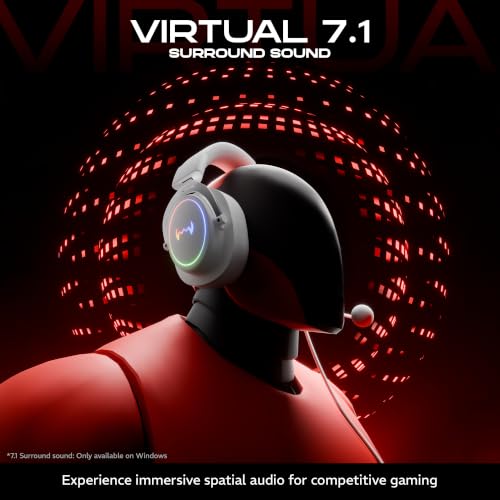 Image of daWg HeadBug G30 Wired Gaming Headset, 50mm Neodymium Drivers, Virtual 7.1 Surround Sound, Hi-Res Audio, Flexible Gaming Mic, Audio Controls, RGB LED, Soft Ear Cushions, Windows Software (White)
