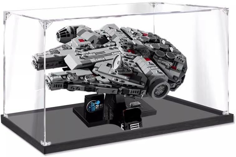 Upgraded 3MM Display Case for Lego 75375 Millennium Falcon Building Set,Dustproof Clear Display Case Compatible with Lego 75375(Not Include The Model)