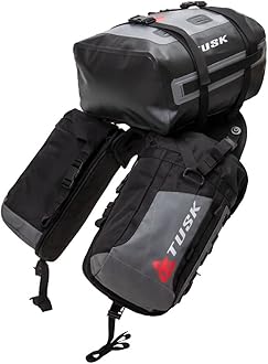 TUSK Excursion Rackless Luggage System w/Small Dry Duffel Tail Bag Standard Heat Shield Black/Grey