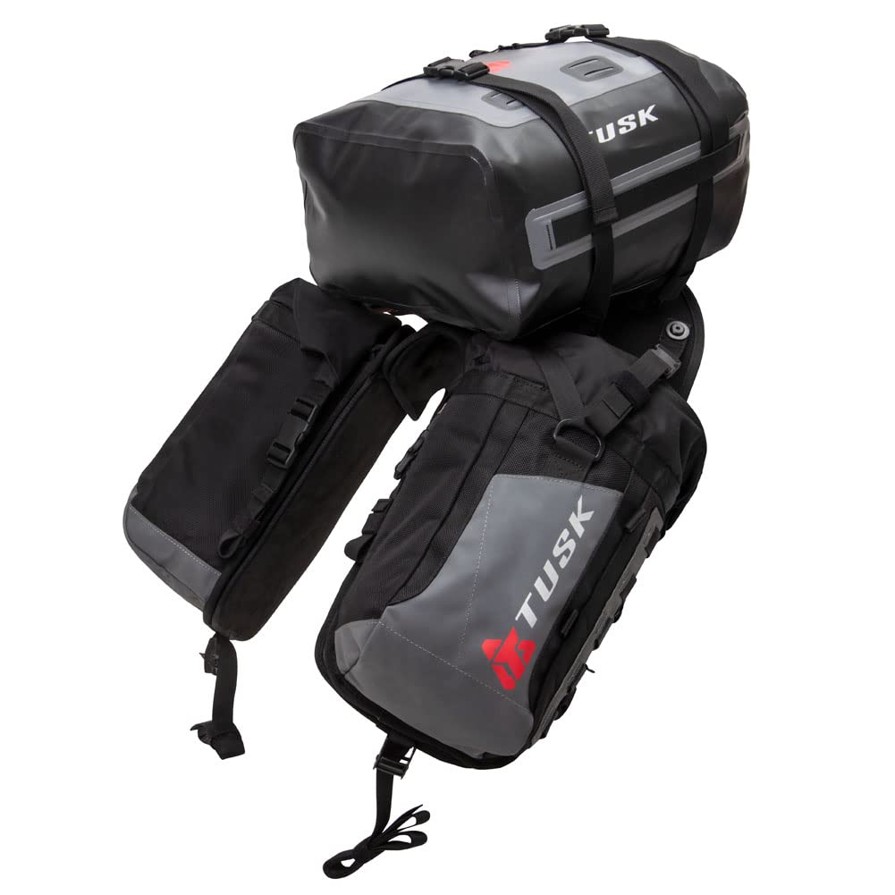 TUSK Excursion Rackless Luggage System w/Small Dry Duffel Tail Bag Standard Heat Shield Black/Grey