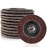 CenterZ 4.5' x 7/8' Flap Discs - 10 Pack Assorted 40 60 Grit Grinding Wheel - T27 Premium Abrasive Flap Sanding Disc Wheels for Power Sander Polisher Grinder (Aluminum Oxide Corundum, Flat Type #27)