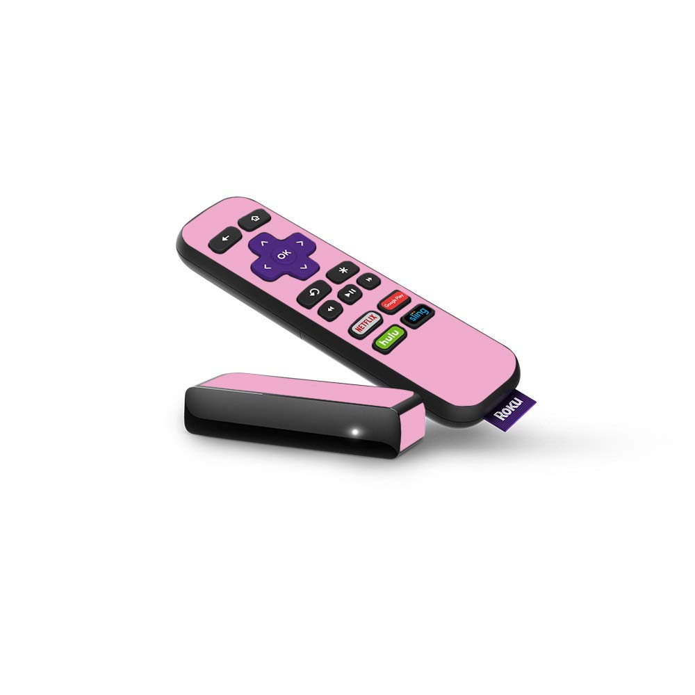 MightySkins Skin Compatible with Roku Express Remote - Solid Pink | Protective, Durable, and Unique Vinyl Decal wrap Cover | Easy to Apply, Remove, and Change Styles | Made in The USA