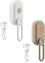 Escova para gatos 3 em 1 – Escova fumegante para animais de estimação para cães e gatos, escova vaporizada com alça dobrável, escova a vapor para gatos para remover pelos emaranhados e soltos, escova