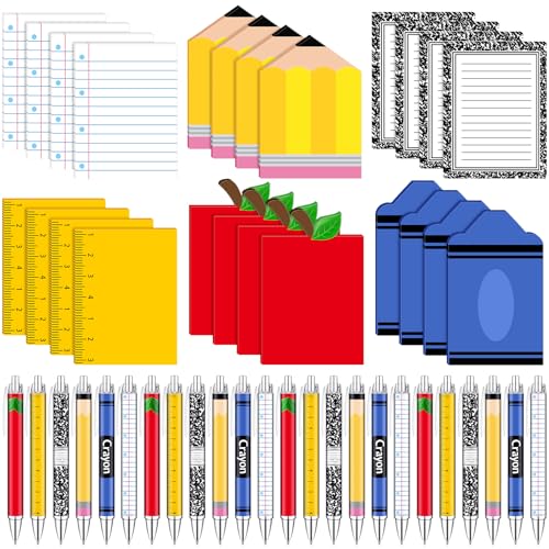 Eaasty 48 Pcs Back to School Teacher Gifts Bulk Cute Composition Notepads and Ballpoint Pens with Ribbon Inspirational Thank You Gifts for Teacher Student Staff Coworker