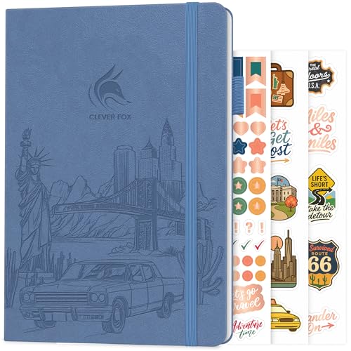 Clever Fox U.S. Travel Planner – USA 50 States Travel Journal with Bucket Lists, Trip Itinerary, Trip Budget & Expense Tracker, Hardcover Exploring United States Book (Smoke Blue)