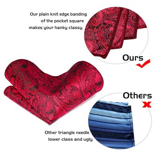 Image of 5PCS Tie and Pocket Square for Men, Silk Necktie and Handkerchief Cufflinks with Gold Ring and Lapel Pin Set