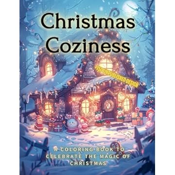 Capa do livro Christmas Coziness: A Coloring Book to Celebrate the Magic of Christmas | Simple and Hygge Illustrations for Holiday Season Relaxation (Portuguese Edition)