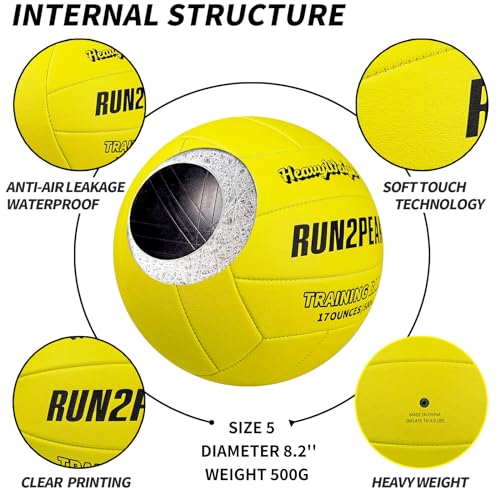 Image of RUN2PEAK Heavy Weight Volleyball Ball Official Size 5 Setter Training Volleyballs PU Practice Volley Balls for Indoor Rebounder Equipment Setters Weighted Volleyball Setting Trainer