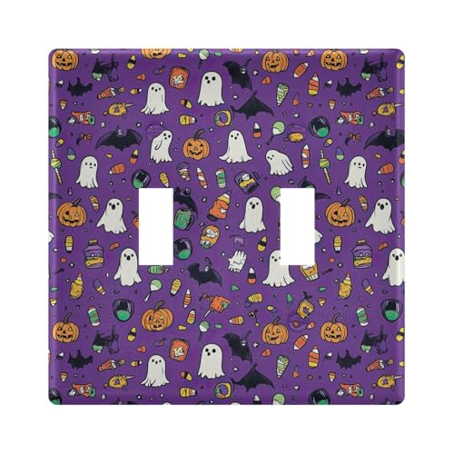 UMIRIKO Purple Halloween Ghosts Bats Light Switch Cover Plate Covers Decorative Double Toggle Home Decor 202b7153