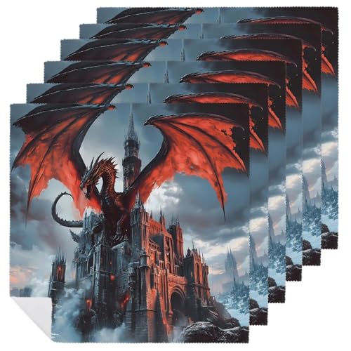Servilletas de tela para cocina cuadradas Dragon And Castle, paños lavables y suaves de comedor 2