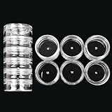 Beauticom 5G/5ML Stackable Clear Round Plastic Jars with Screw Cap Lid for Storing Cosmetics,...