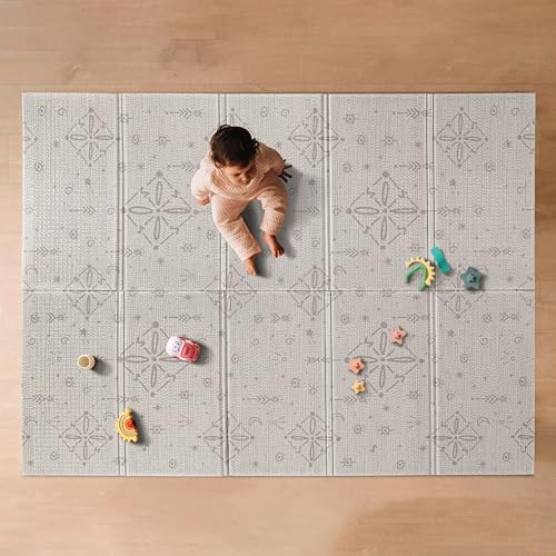 Image of Nuby Reversible Baby Floor Mat, 77" x 58" - Foldable and Lightweight Infant Play Mat - Easy Storage and Travel - Graceful Gray