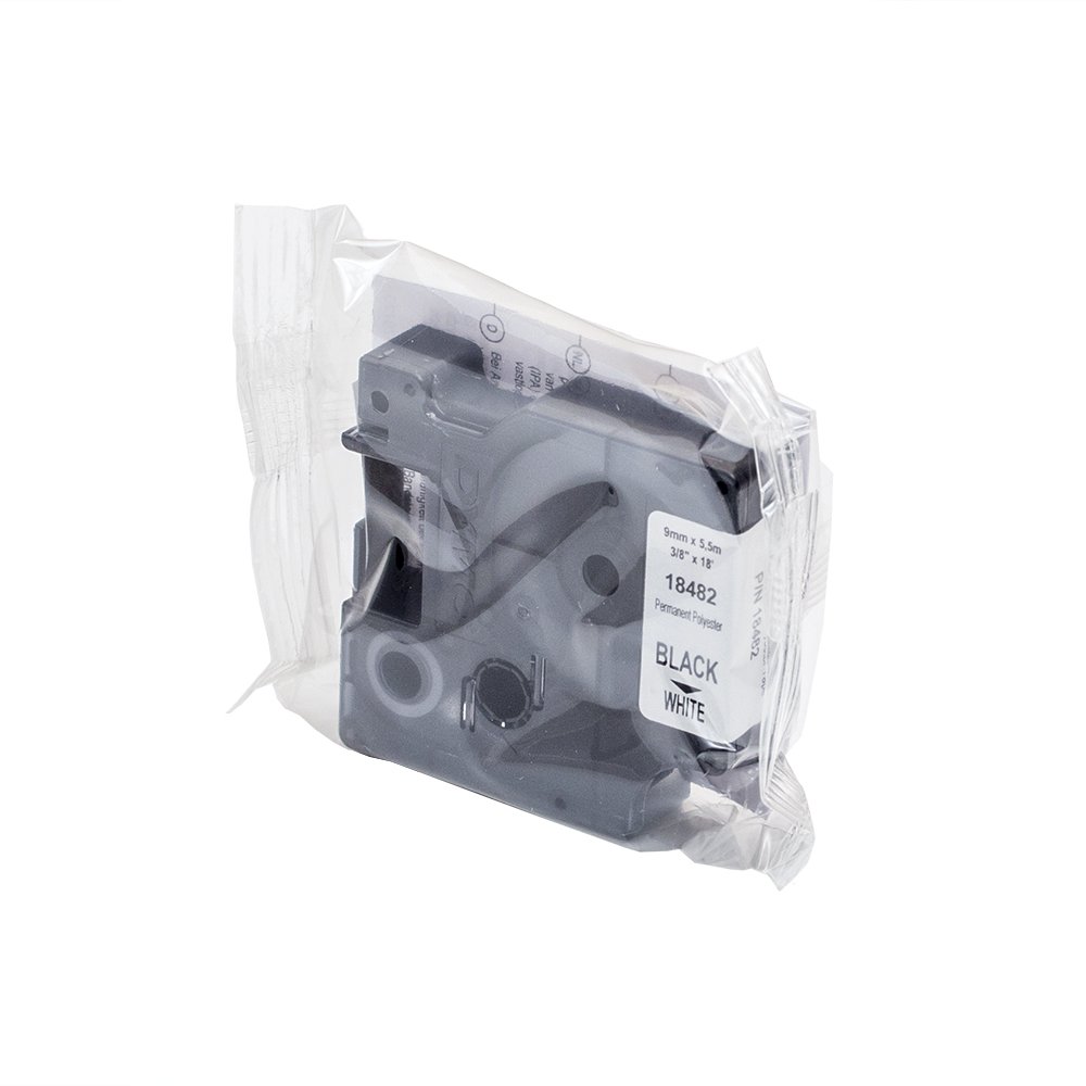5 x Dymo 18482 Rhino Industrie Polyester Etiketten, selbstklebend, 9 mm x 3,5 Schwarz auf Wei + Papermate Kugelschreiber Geschenk
