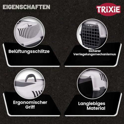 TRIXIE Transportbox Capri 3 S, leicht – 40 x 38 x 61 cm, grau, bis 12 kg