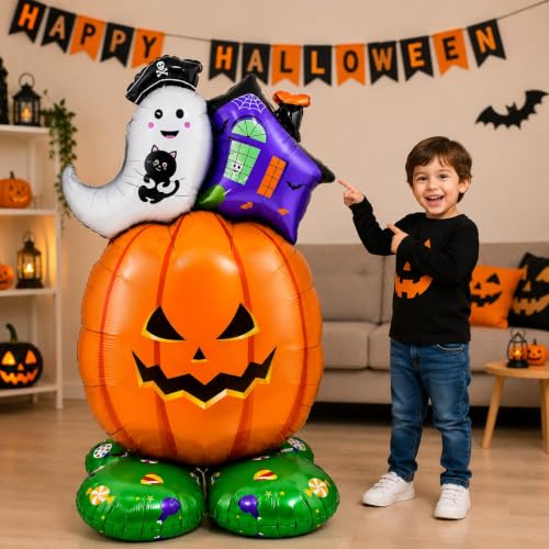 Image of AMFIN Halloween Pumpkin Ghost House Foil Balloon Decoration