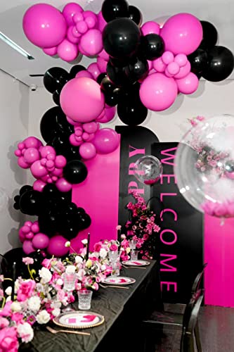 Image of FOTIOMRG 120pcs 5 inch Hot Pink Balloons, Small Hot Pink Latex Party Balloons Helium Quality for Birthday Baby Shower Bridal Shower Wedding Bachelorette Party Decorations (with Pink Ribbon)