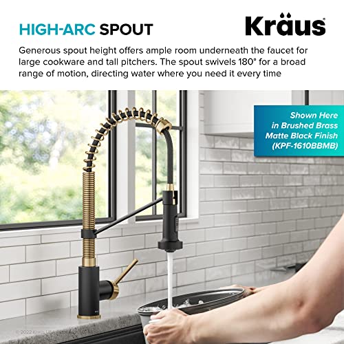 Kraus Kpf-1610Sfs Bolden 18-Inch Commercial Kitchen Faucet With Dual Function Pull-Down Sprayhead In All-Brite Finish, Spot Free Stainless Steel #TOP4