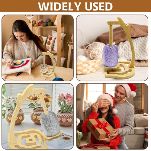 Image of Walnut Yarn Stand Wooden Yarn Spool Rack, Magnetic Yarn Holder Easy to Knit and Crochet, Yarn Spool Rack Supplies, Magnetic Yarn Holder Knitting Accessories Gifts for Knitting Enthusiasts