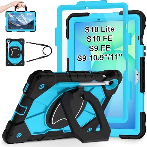 WESOROL Case for Samsung Galaxy Tab S10 Lite/S10 FE/S9 FE 10.9 Inch Galaxy Tab S9 11 Inch Shockproof Cover for Samsung S9 FE Tablet Case with Screen Protector Rotate Stand Pen Holder Black Blue