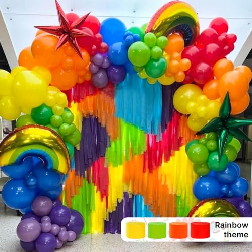 Image of PartyWoo Crepe Paper Streamers 8pcs 656ft Pack of Rainbow Colorful Crepe Paper Streamers for Graduation Baby Shower Unicorn Fiesta Safari Flower Spring Rainbow Theme Birthday Party Decorations