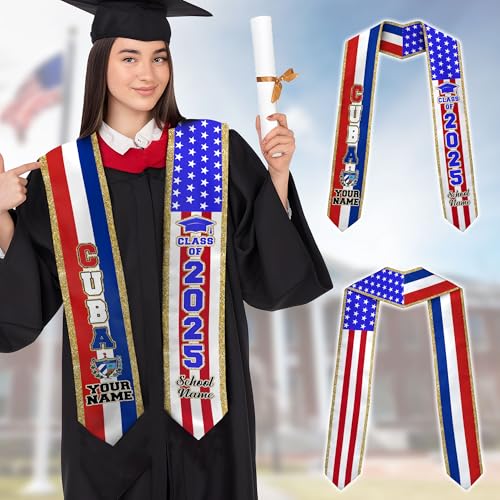 Mostefy Personalized Cuba Graduation Stole 2025, Customized Cuban Graduation Sash, Cuba Graduation Sash Gift for Students3