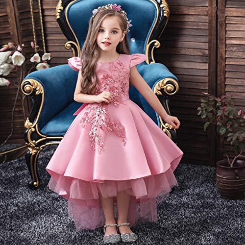 Flower Girls Wedding Tulle Dresses Princess High Low Beaded Pageant Prom Birthday Party Evening Dance Ball Gown2