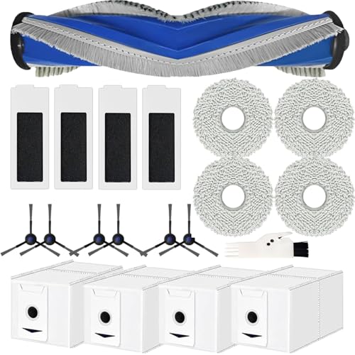 Fictezlove Accessoires pour Ecovacs DEEBOT T30 Omni / T30 Pro Omni Robot Aspirateur, 1 Brosse Principale, 4 Filters HEPA, 4 Lingettes, 4 Sacs à Poussière, 6 Brosses Latérales, 1 Brosse de Nettoyage