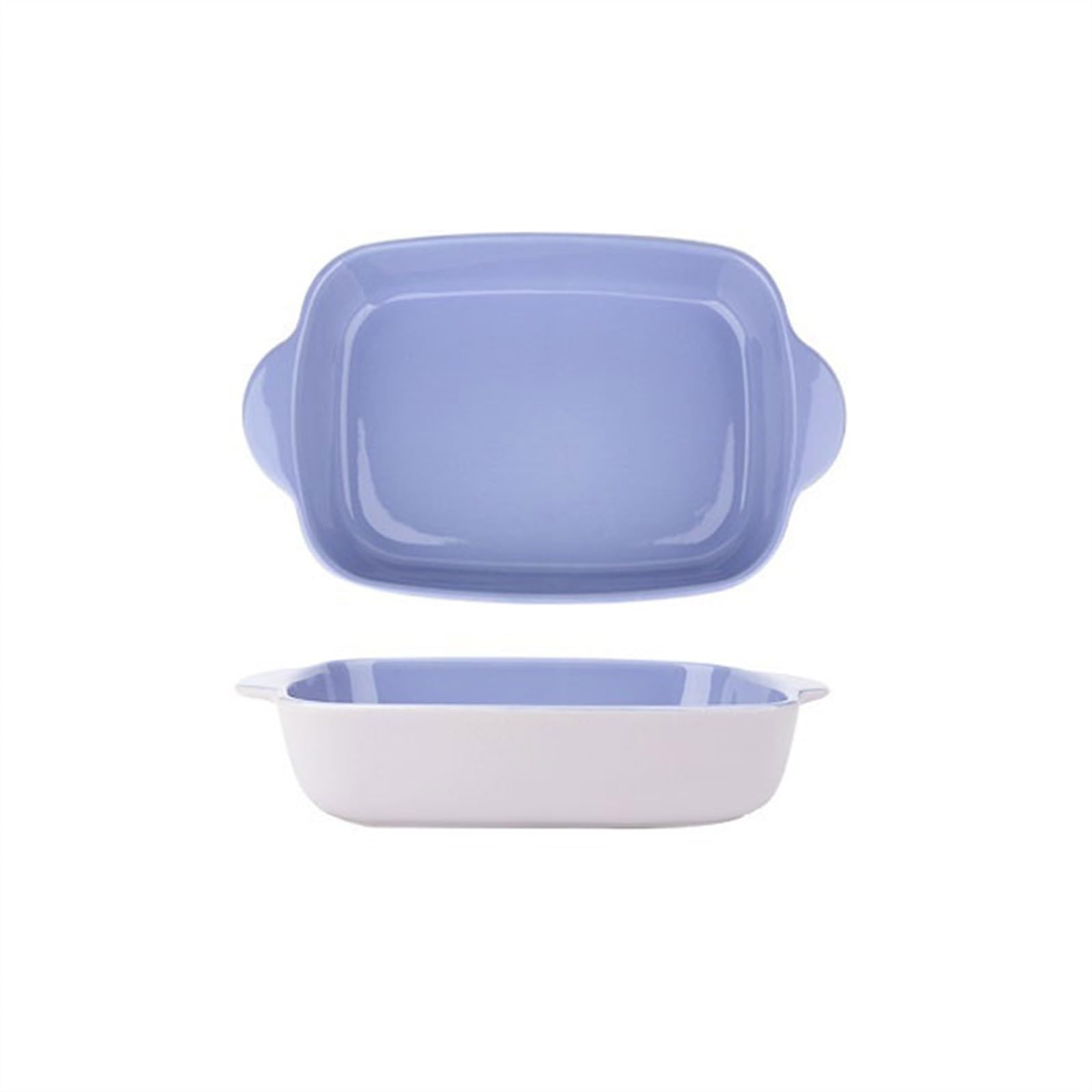 OLSKFUH Kitchen Baking Pan Cheese Baked Rice Bowl Oven Special Plate Rectangular Vegetable Bivalve Ceramic Cooking,Purple-6.8inches
