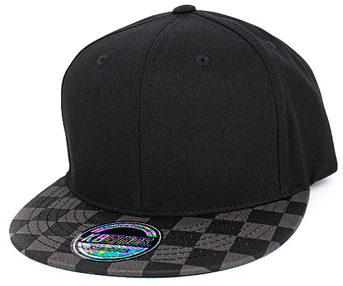 Image of KBETHOS Classic Snapback Hat Blank Cap Underbrim Cotton Wool Blend Flat Visor Adjustable Unisex